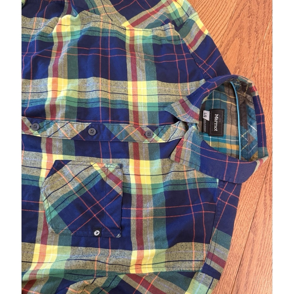 MARMOT Mens Lightweight Long Sleeve Flannel Shirt Plaid Outdoor Camp Hike Large